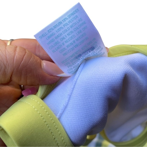 Kona Sol Bikini Yellow Gray Green Stripe Swim Suit Set - Picture 6 of 9